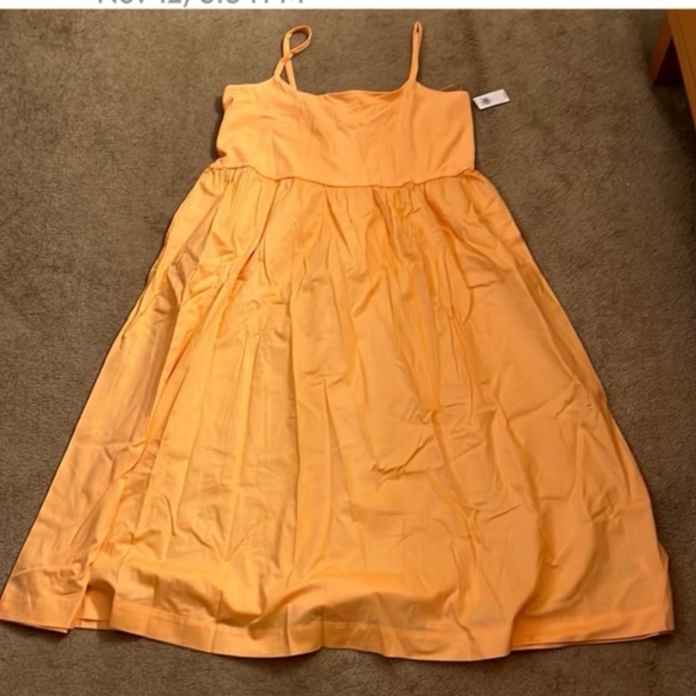 Pretty orange cotton dress high waisted size XXL